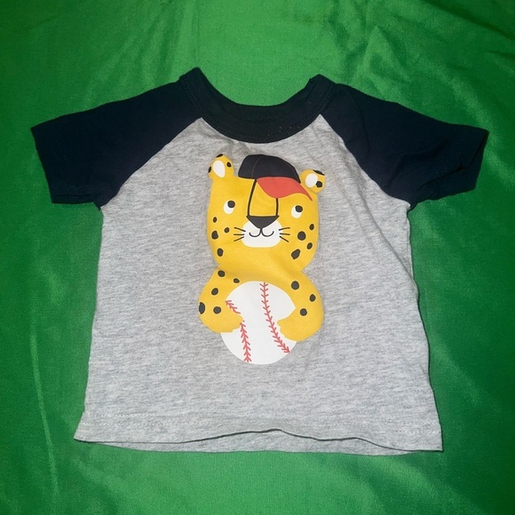 Carter's Other - Carter's Gray and Black Tee with Baseball Leopard 3 Months